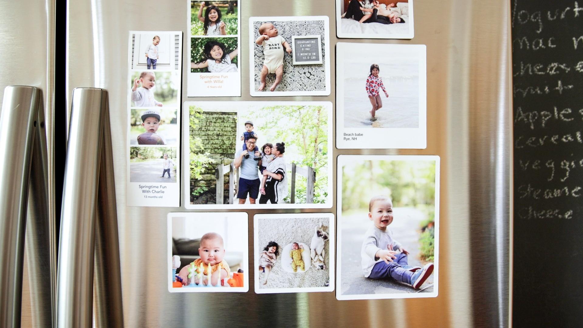 Photo magnets on fridge